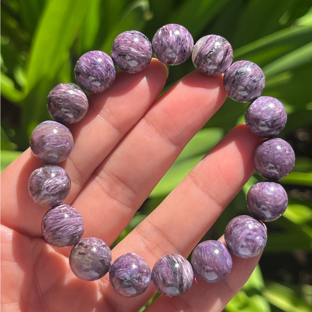 12mm stretchable charoite‎ bracelet 0156